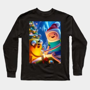 Epic Yuletide Adventures Unleashed: Adventure Time Christmas Art for Whimsical Holiday Designs! Long Sleeve T-Shirt